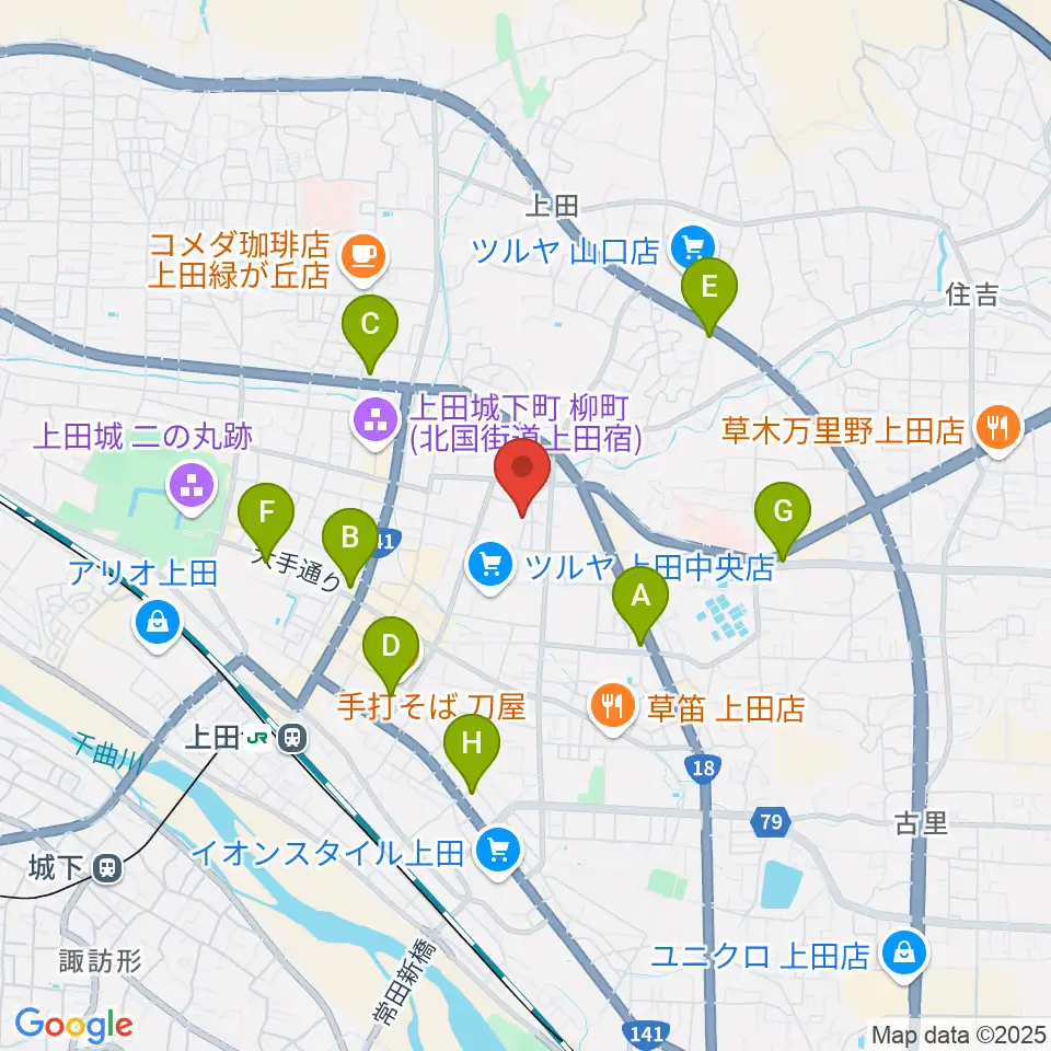 中澤ホール周辺のコンビニエンスストア一覧地図