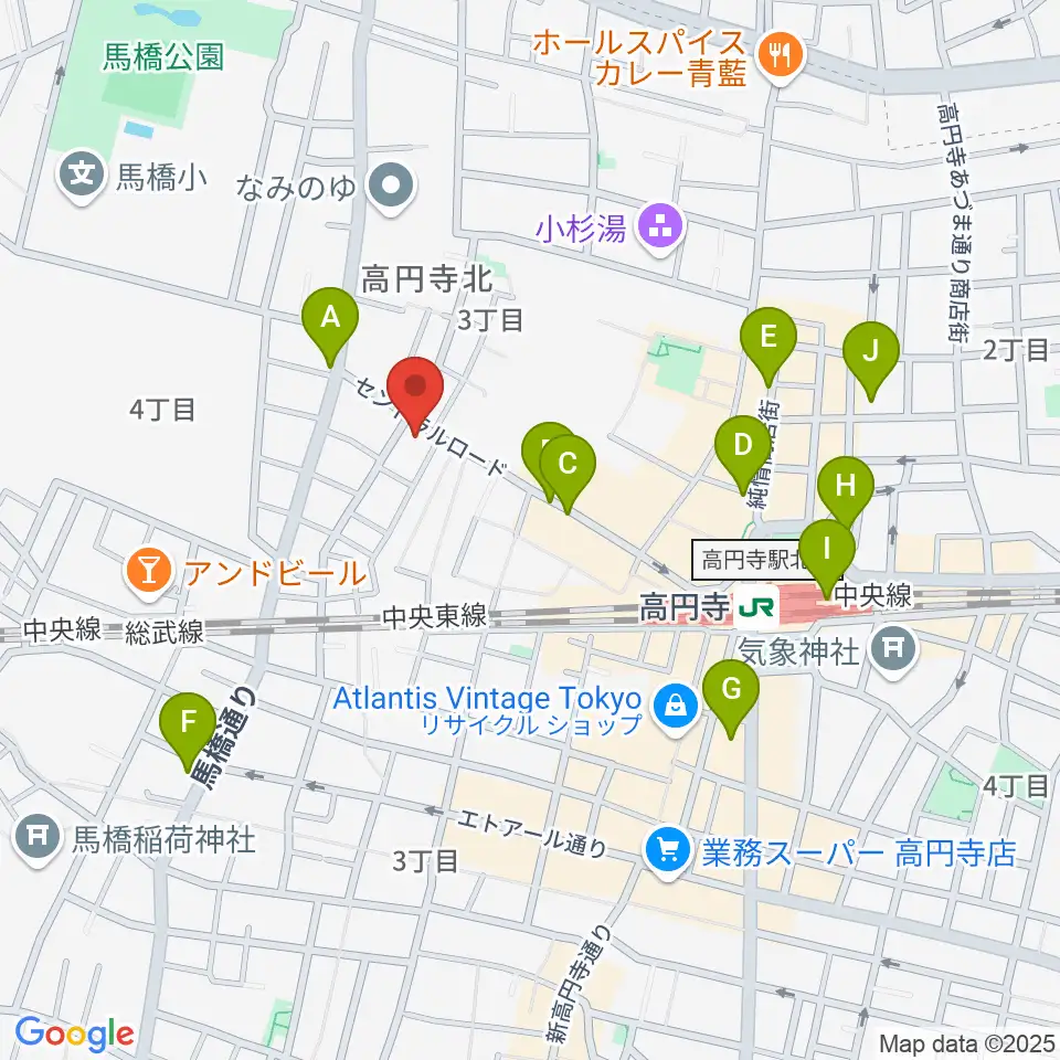 高円寺パンディット周辺のコンビニエンスストア一覧地図