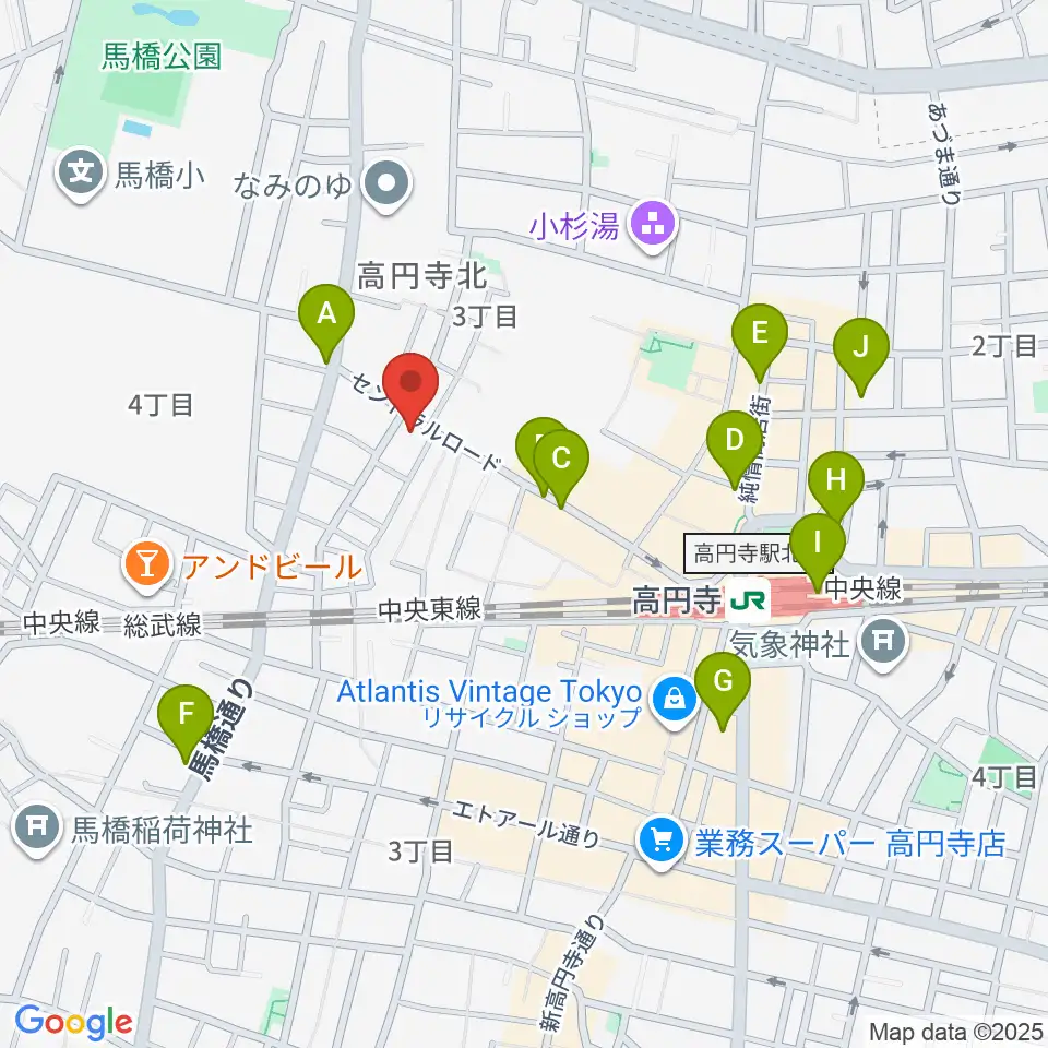 高円寺パンディット周辺のコンビニエンスストア一覧地図