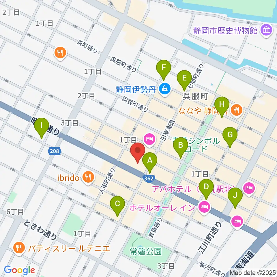 MIRAIEリアン コミュニティホール七間町周辺のコンビニエンスストア一覧地図