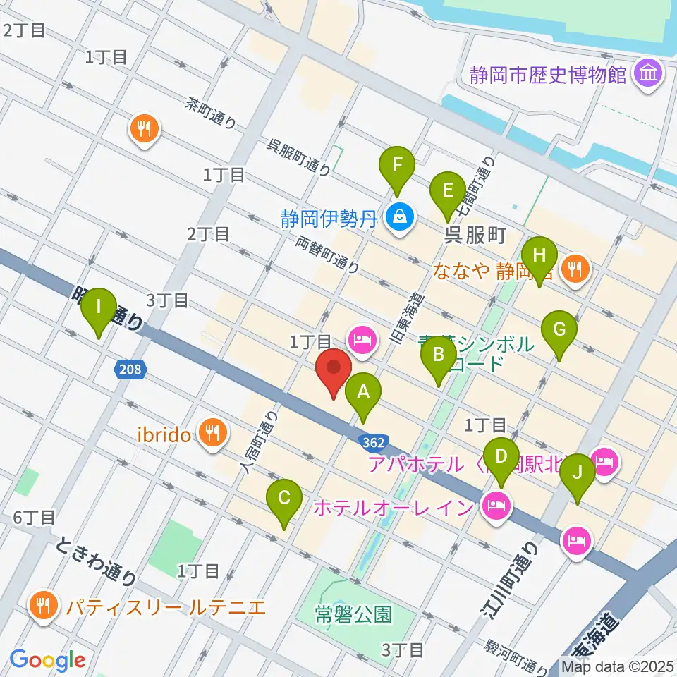 MIRAIEリアン コミュニティホール七間町周辺のコンビニエンスストア一覧地図