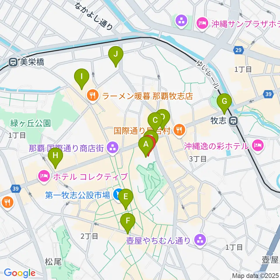 てんぶす那覇周辺のコンビニエンスストア一覧地図