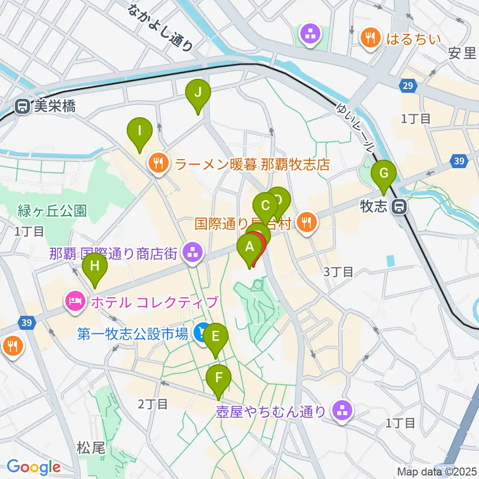 てんぶす那覇周辺のコンビニエンスストア一覧地図