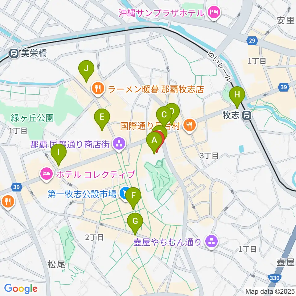 てんぶす那覇周辺のコンビニエンスストア一覧地図