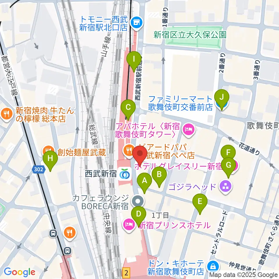 新宿バッシュ!!周辺のコンビニエンスストア一覧地図
