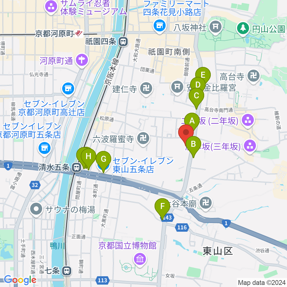 東山青少年活動センター周辺のコンビニエンスストア一覧地図