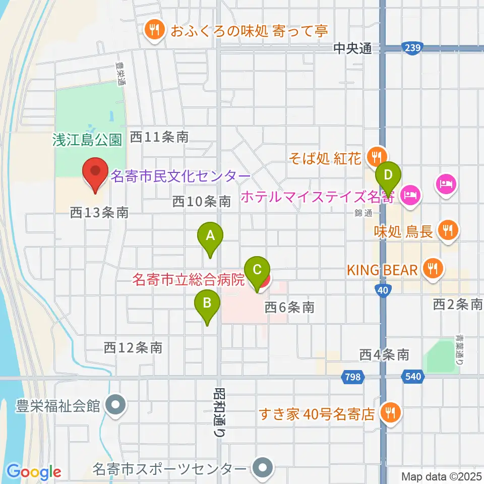 名寄市民文化センター東館周辺のコンビニエンスストア一覧地図