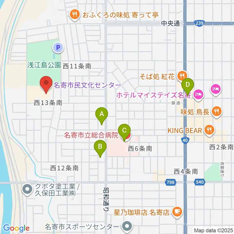 名寄市民文化センター東館周辺のコンビニエンスストア一覧地図