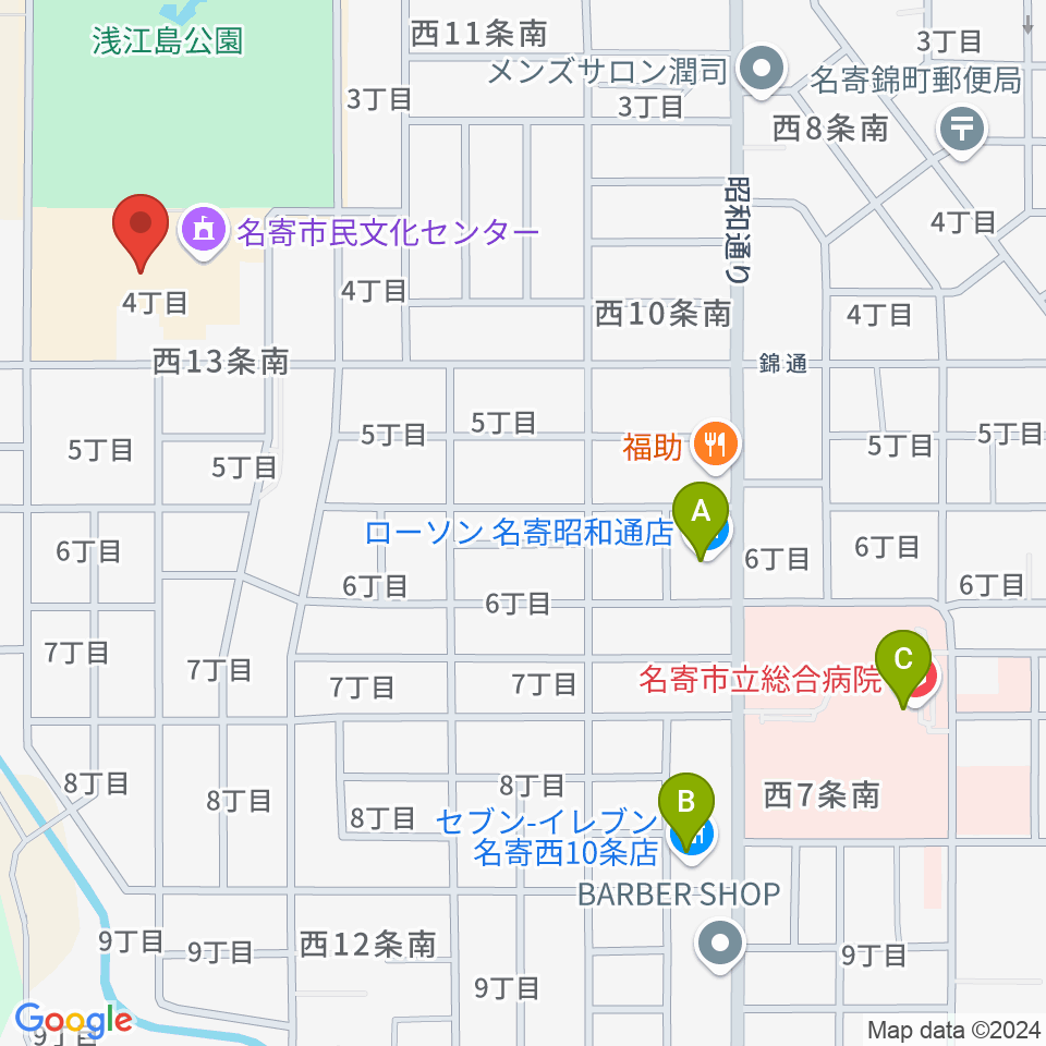 名寄市民文化センター エンレイホール周辺のコンビニエンスストア一覧地図