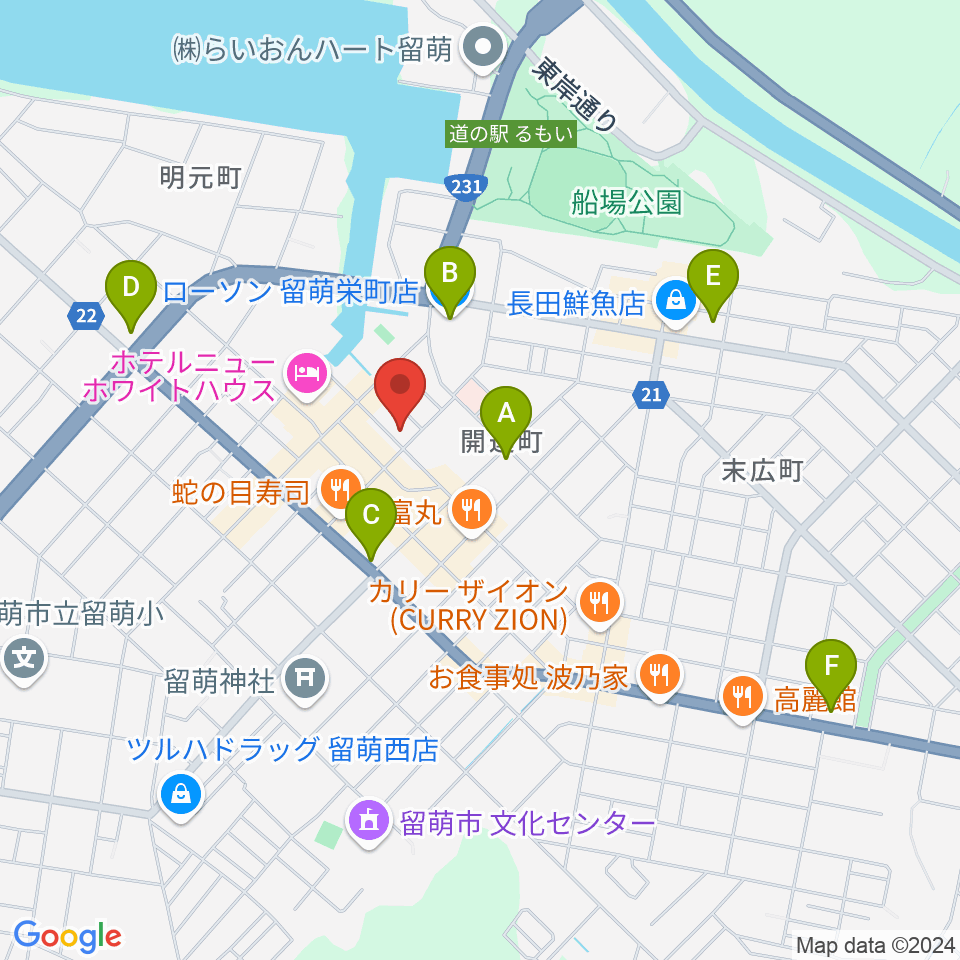 さしかわ楽器 留萌店周辺のコンビニエンスストア一覧地図