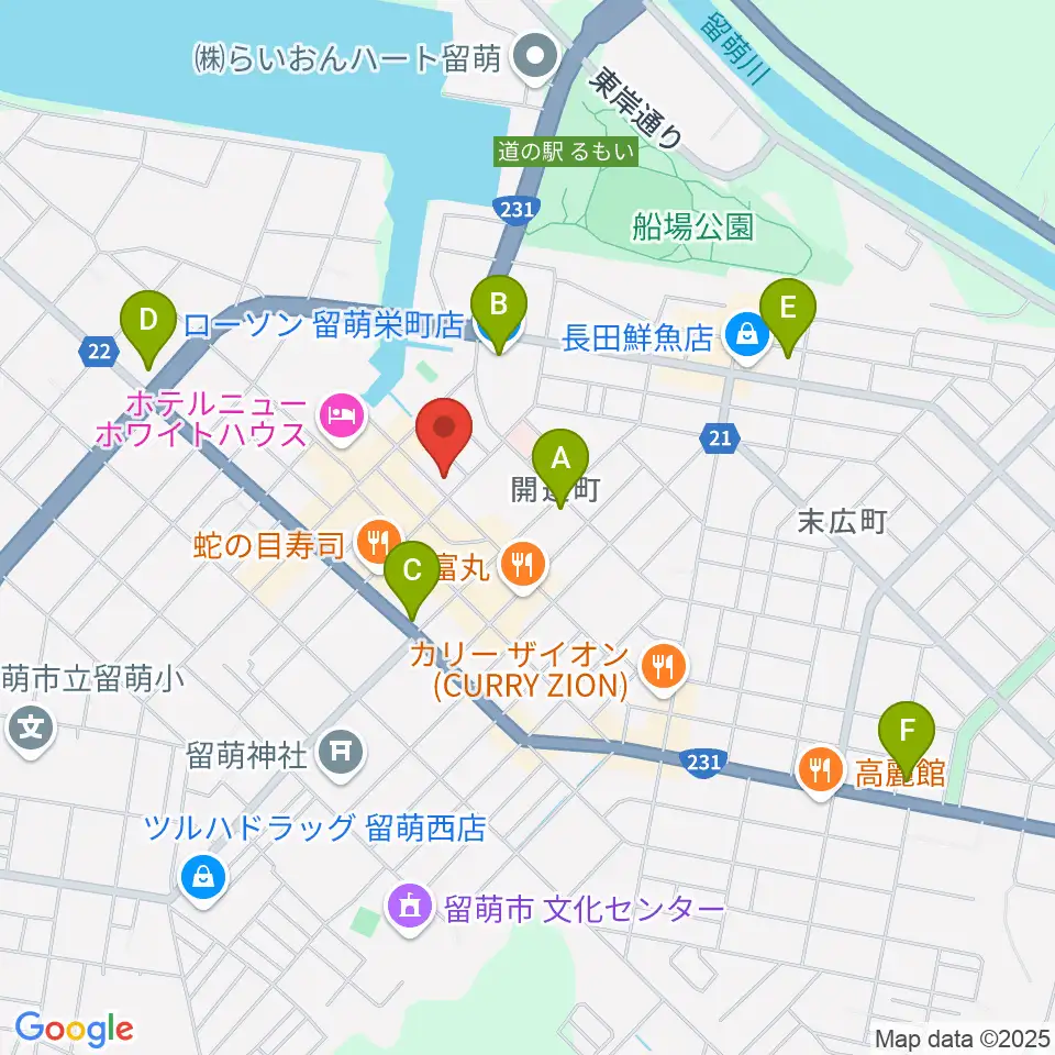 さしかわ楽器 留萌店周辺のコンビニエンスストア一覧地図