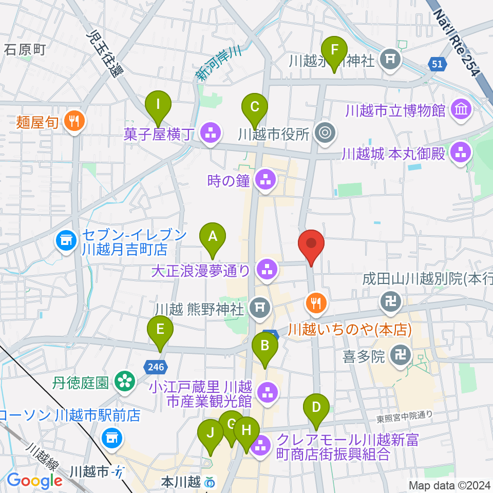 川越Rotom周辺のコンビニエンスストア一覧地図