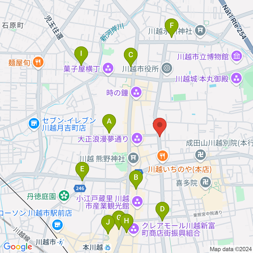 川越Rotom周辺のコンビニエンスストア一覧地図