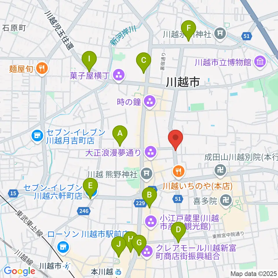 川越ROTOM周辺のコンビニエンスストア一覧地図