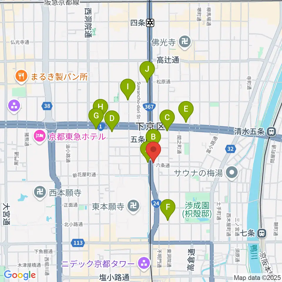 ベリーメリーミュージックスクール京都校周辺のコンビニエンスストア一覧地図