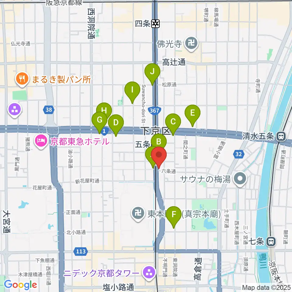 ベリーメリーミュージックスクール京都校周辺のコンビニエンスストア一覧地図