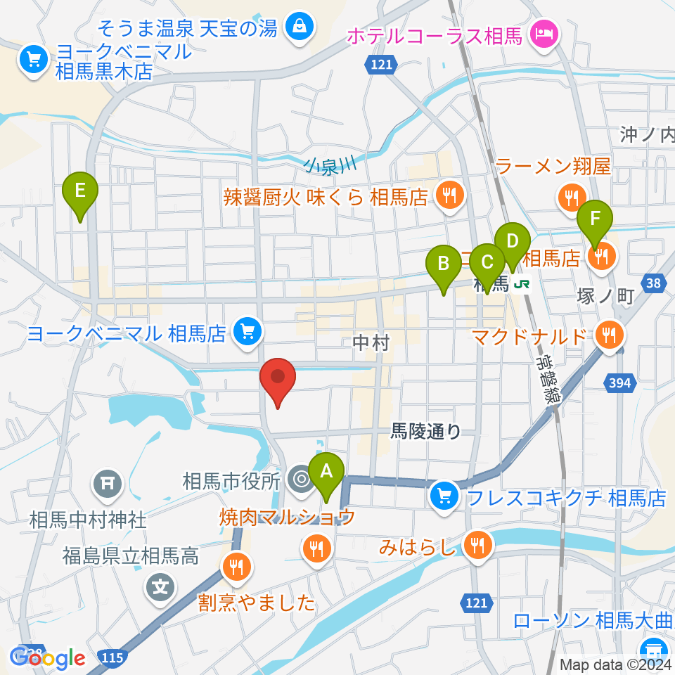 相馬市民会館周辺のコンビニエンスストア一覧地図