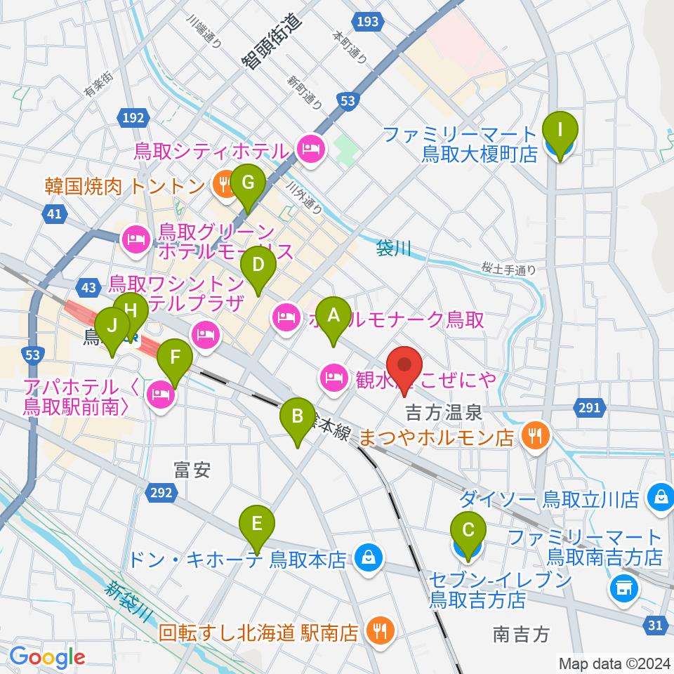 鳥取市文化ホール周辺のコンビニエンスストア一覧地図