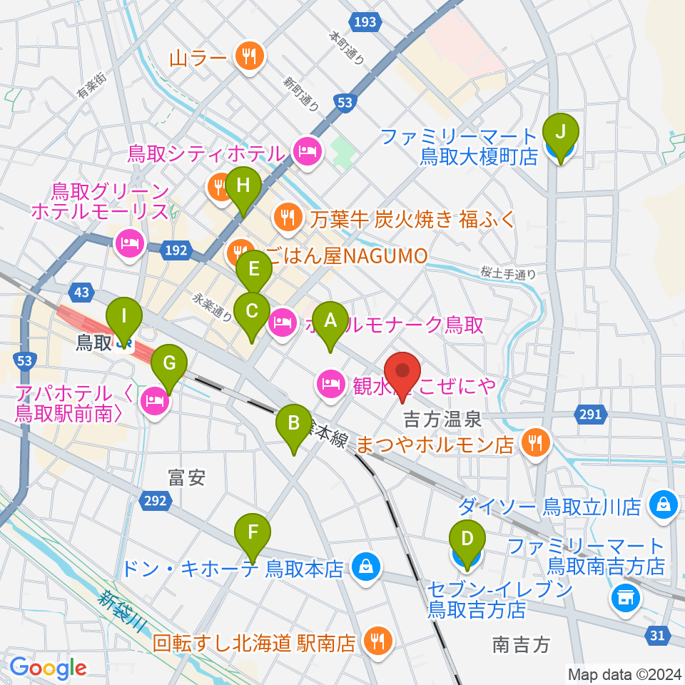 鳥取市文化ホール周辺のコンビニエンスストア一覧地図