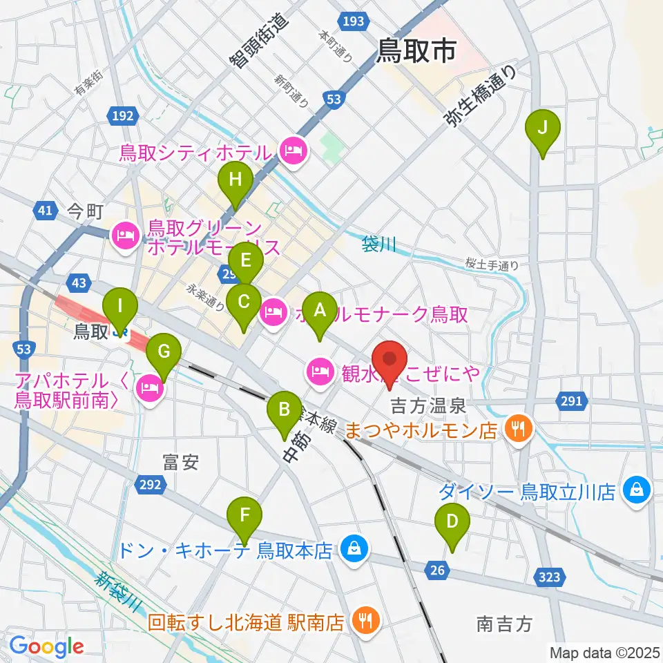 鳥取市文化ホール周辺のコンビニエンスストア一覧地図