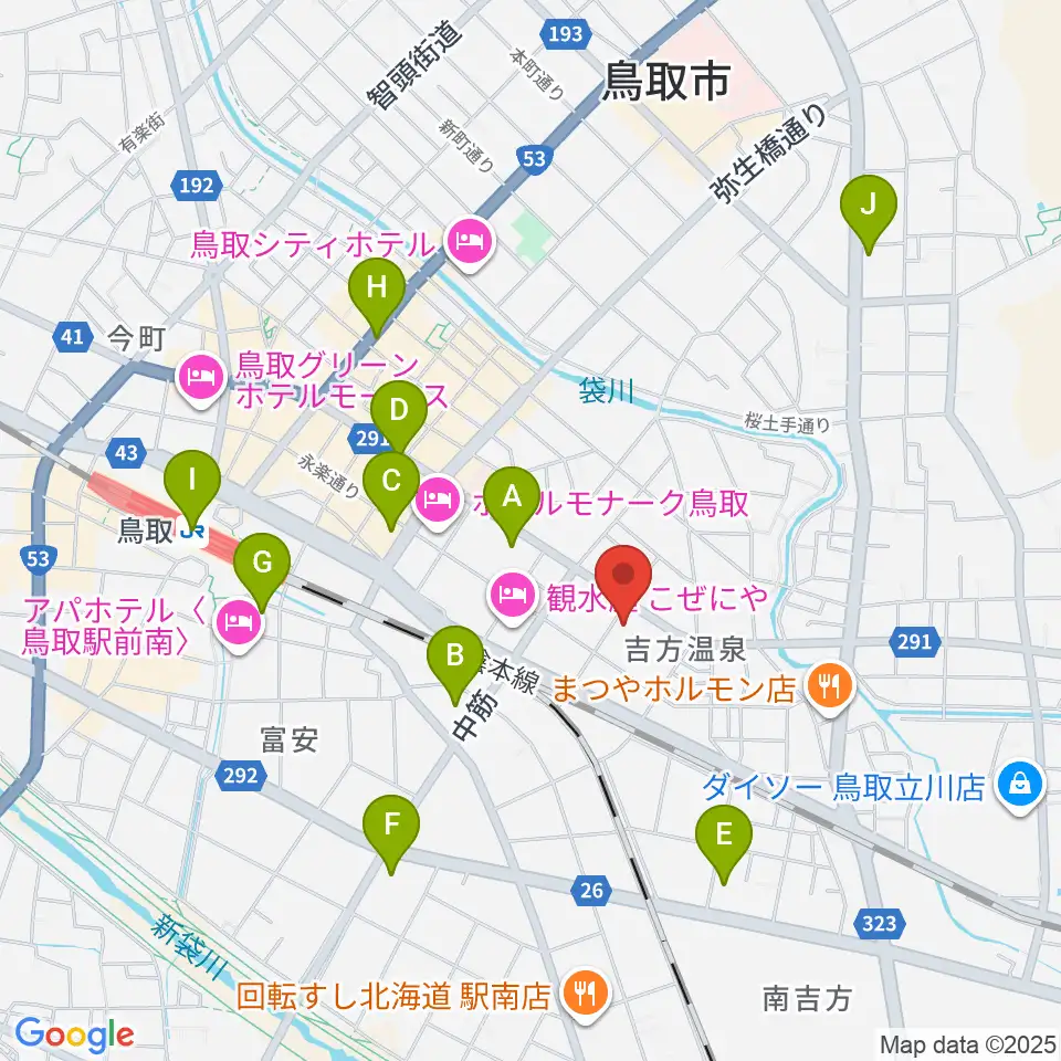鳥取市文化ホール周辺のコンビニエンスストア一覧地図