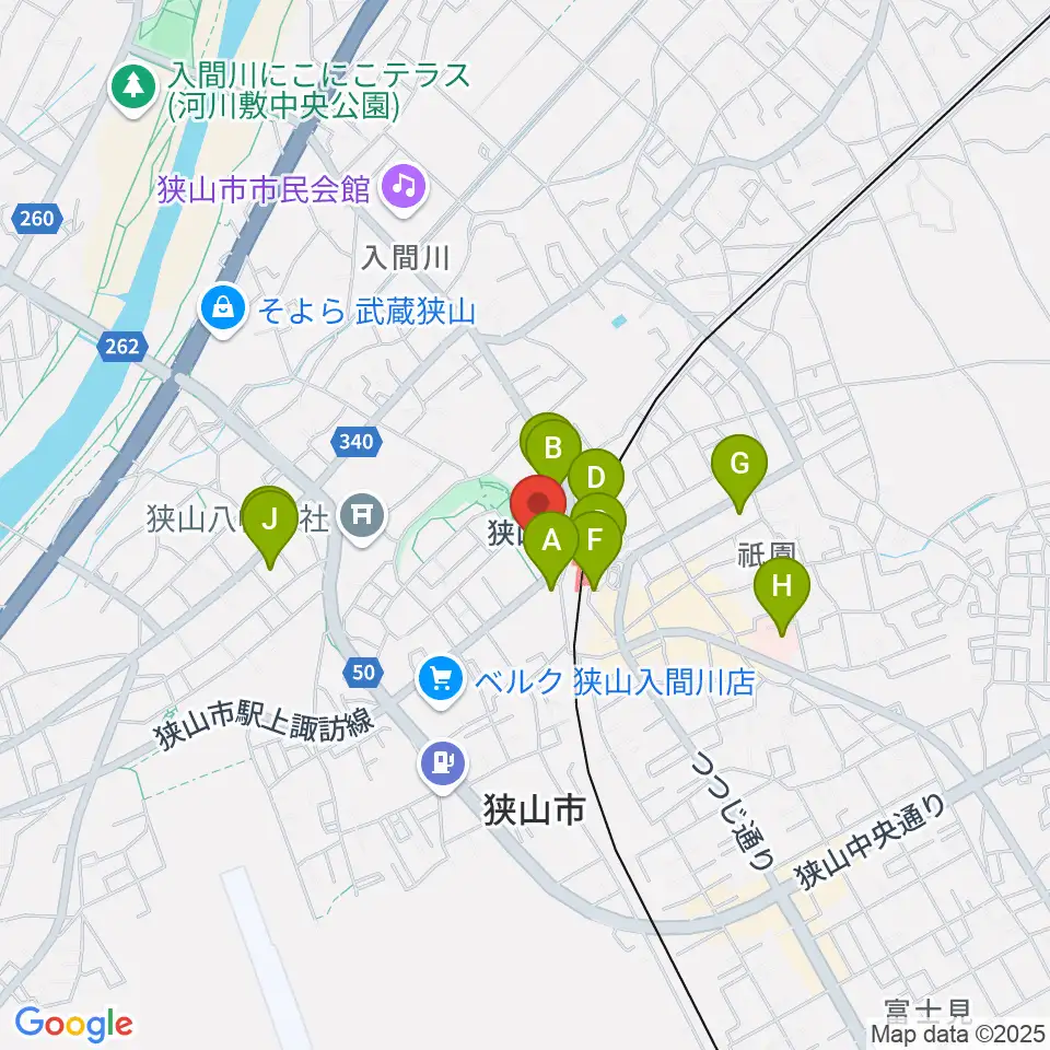 狭山市市民交流センター周辺のコンビニエンスストア一覧地図