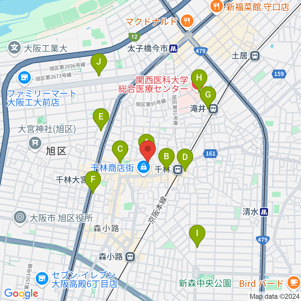 千林くらしエール館 フェニックスホール周辺のコンビニエンスストア一覧地図