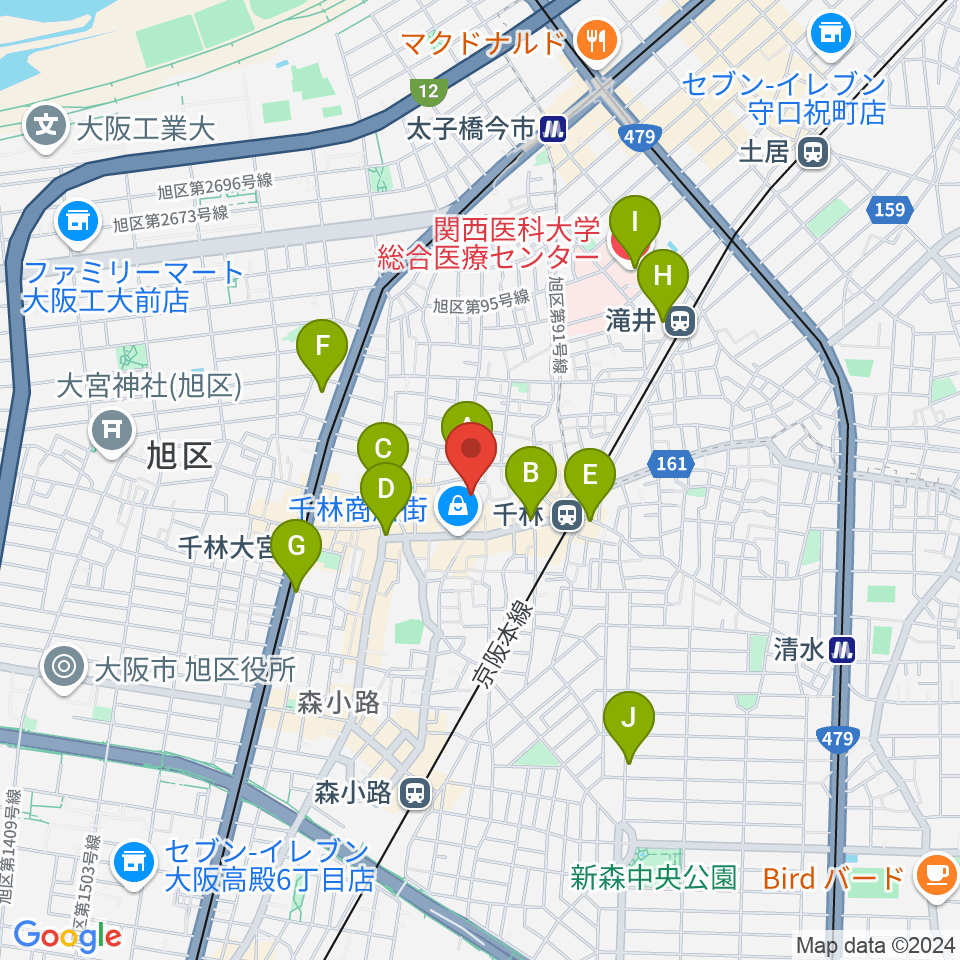 千林くらしエール館 フェニックスホール周辺のコンビニエンスストア一覧地図