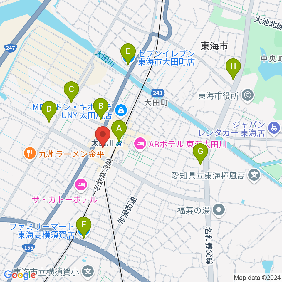 東海市芸術劇場周辺のコンビニエンスストア一覧地図