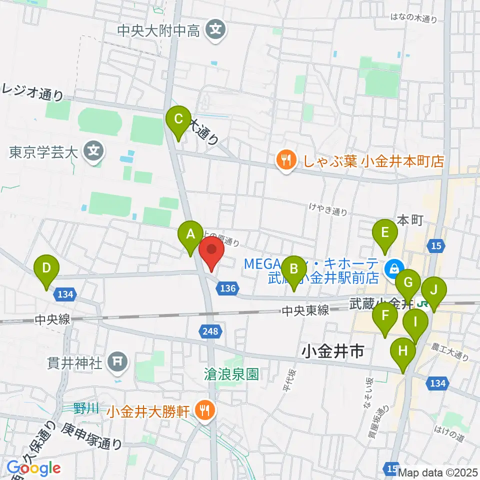 きたまちセンター周辺のコンビニエンスストア一覧地図