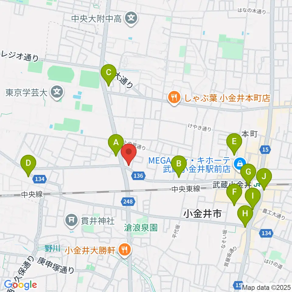 きたまちセンター周辺のコンビニエンスストア一覧地図