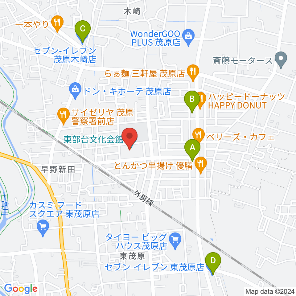 東部台文化会館周辺のコンビニエンスストア一覧地図