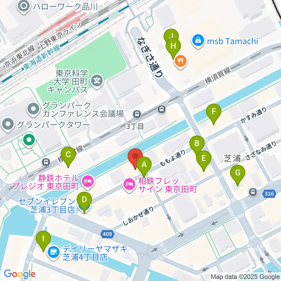 ミナトミュージックサロン周辺のコンビニエンスストア一覧地図