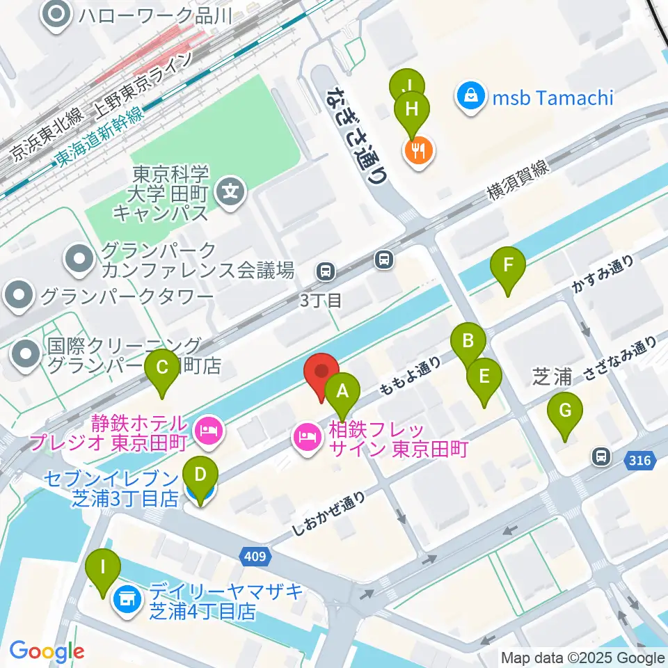 ミナトミュージックサロン周辺のコンビニエンスストア一覧地図