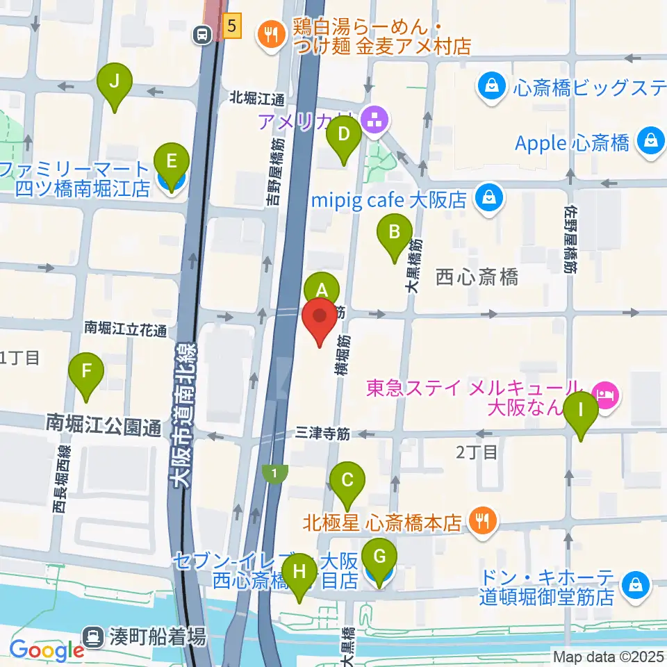 ゴースト大阪周辺のコンビニエンスストア一覧地図