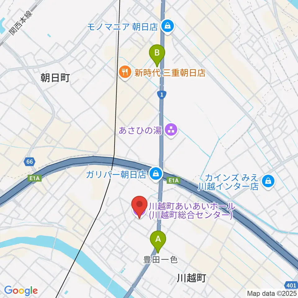 川越町あいあいホール周辺のコンビニエンスストア一覧地図