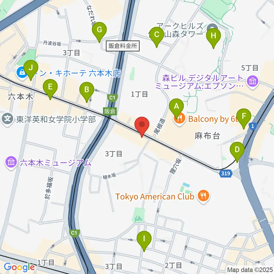 六本木CUBE周辺のコンビニエンスストア一覧地図