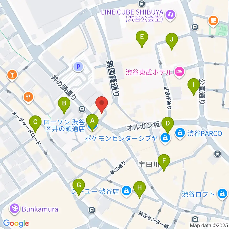渋谷JUMP周辺のコンビニエンスストア一覧地図
