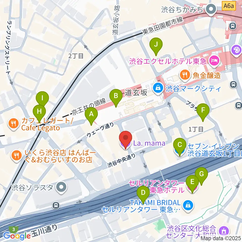 渋谷La.mama周辺のコンビニエンスストア一覧地図
