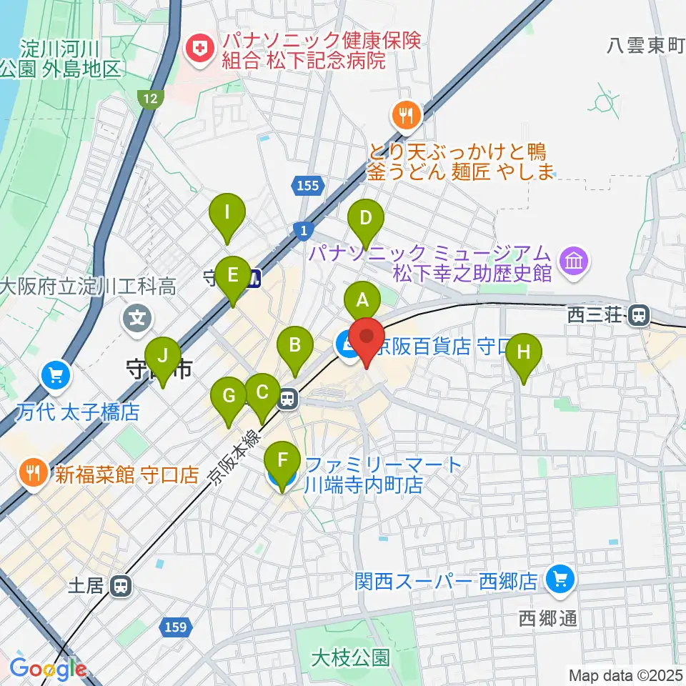 守口文化センター・エナジーホール周辺のコンビニエンスストア一覧地図