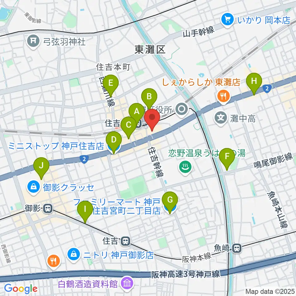 神戸市立東灘区文化センター周辺のコンビニエンスストア一覧地図