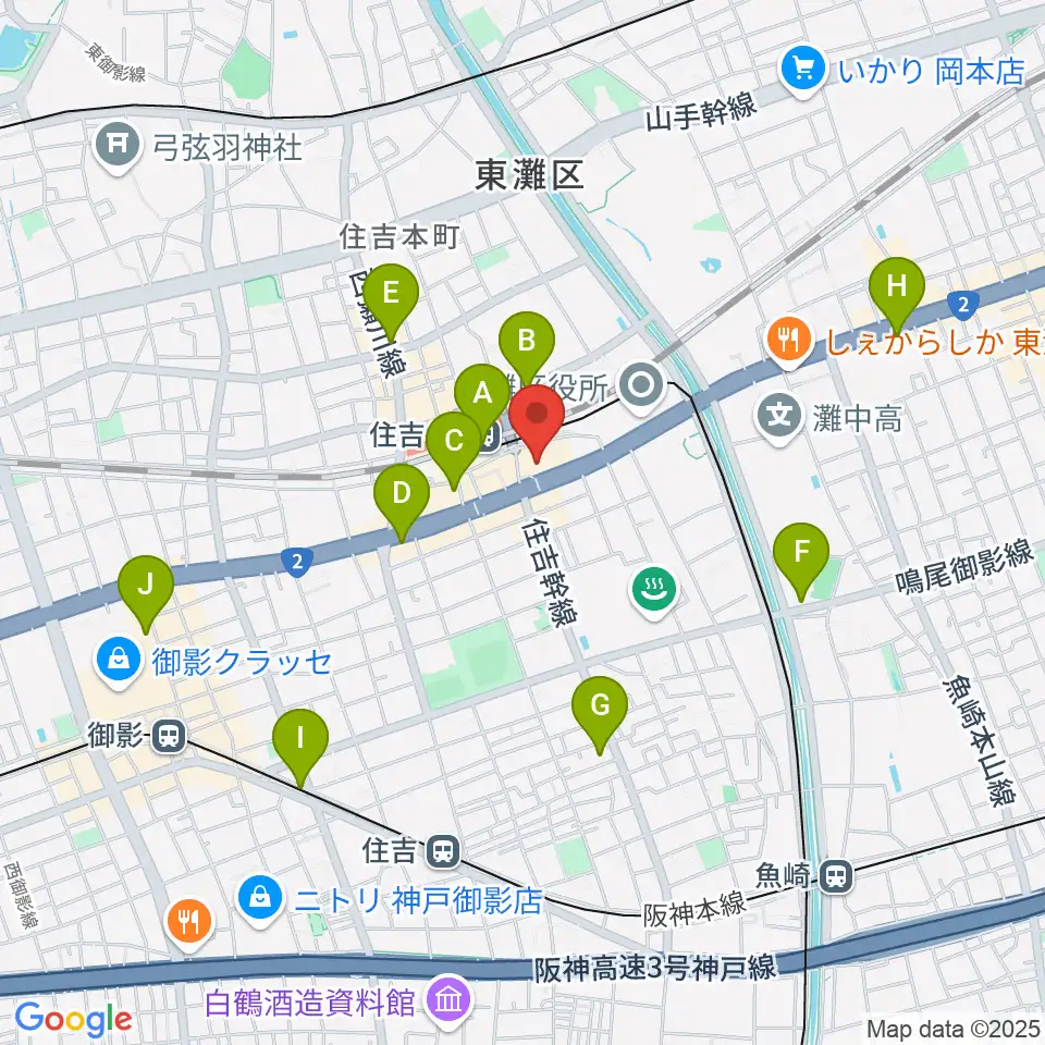 神戸市立東灘区文化センター周辺のコンビニエンスストア一覧地図