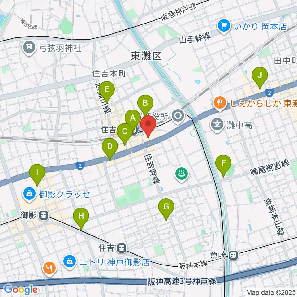 神戸市立東灘区文化センター周辺のコンビニエンスストア一覧地図