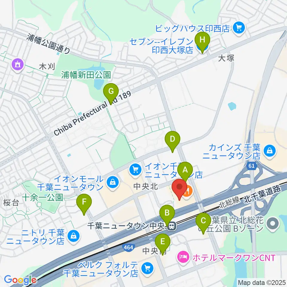 伊藤楽器 千葉ニュータウン中央センター周辺のコンビニエンスストア一覧地図