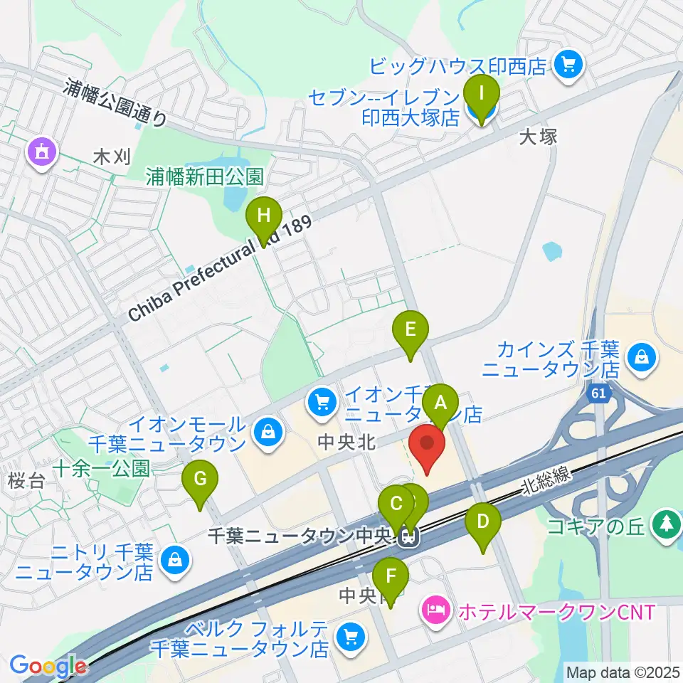 伊藤楽器 千葉ニュータウン中央センター周辺のコンビニエンスストア一覧地図