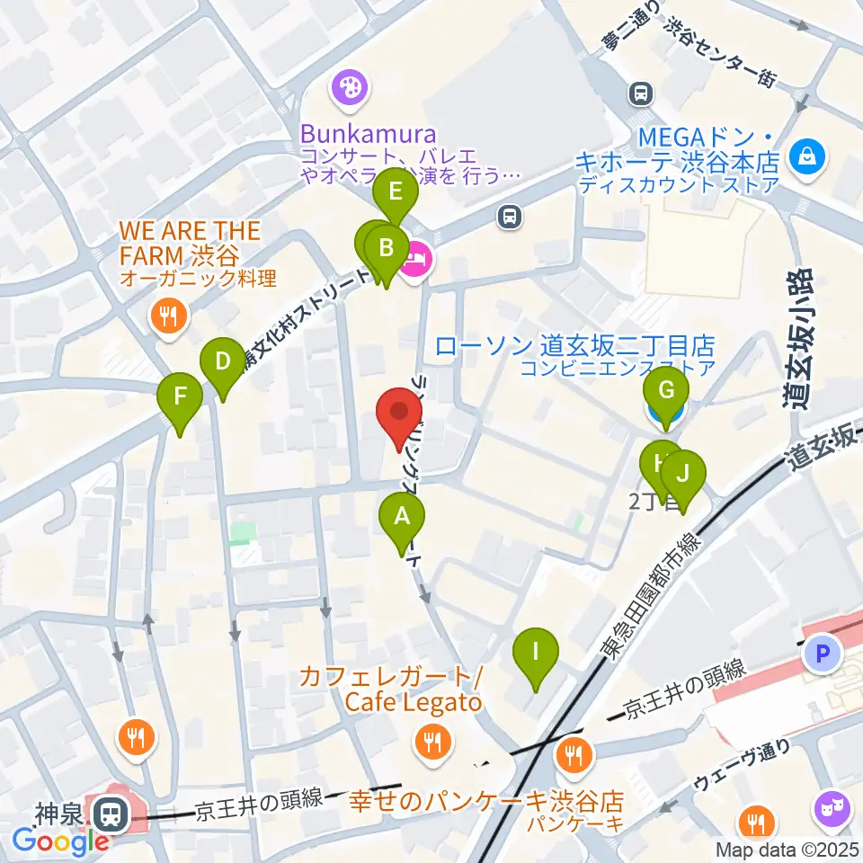 渋谷clubasia周辺のコンビニエンスストア一覧地図
