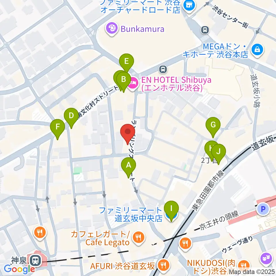 渋谷clubasia周辺のコンビニエンスストア一覧地図