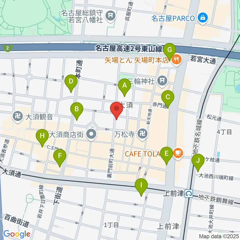 バナナレコード大須店周辺のコンビニエンスストア一覧地図