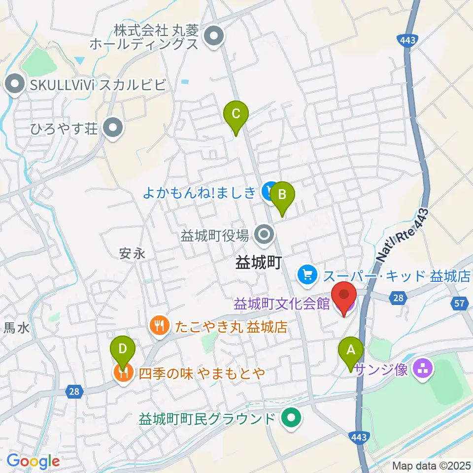 益城町文化会館周辺のコンビニエンスストア一覧地図