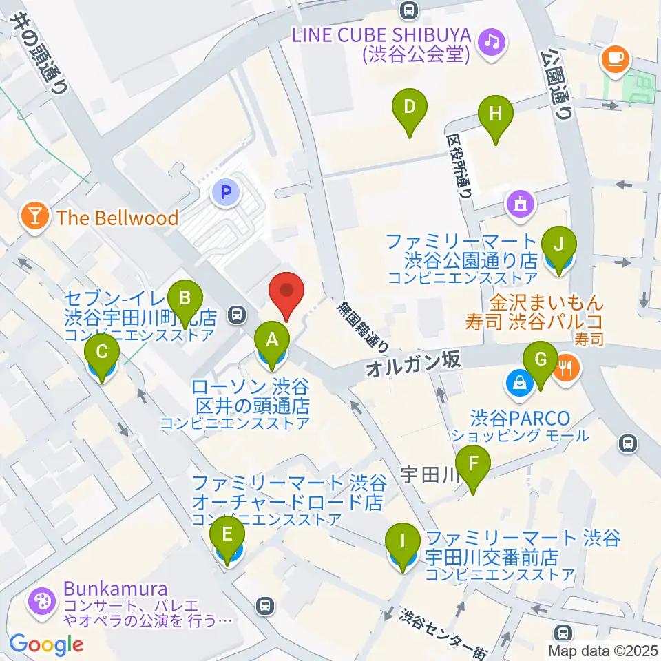 マンハッタンレコード渋谷周辺のコンビニエンスストア一覧地図